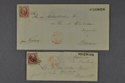 Beurtvaart over de Zuyderzee. Twee briefomslagen gefrankeerd met 10 ...