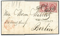 Buitenlandse bestemmingen. Duitsland. 10 Cent nr. 5B in prachtpaar op ...