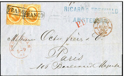 Buitenlandse bestemmingen. Frankrijk. 15 Cent nr. 6A in prachtpaar op ...