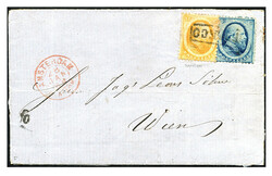 Buitenlandse bestemmingen. Oostenrijk-Hongarije. 5 Cent nr. 4B en 15 ...