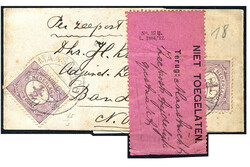 ½ Cent nr. 50, 2 ex. op omslagbandje van Maastricht 17-8-1917 met ...