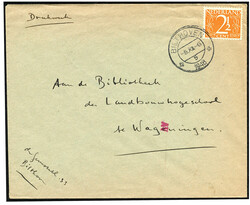 2½ Cent Cijfer type Van Krimpen als enkelfrankering op open envelop ...