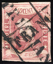 Naamstempel PRIAMAN in kader, tevens FRANCO, op 10 cent nr. 1. ...