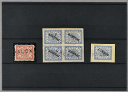 Naamstempel PALOE in zwart op nr. 46, in blauw op 4 cent nr. D14 en ...