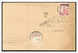 Java. Hand-made postcard (repaired) bearing 3½ cent KPI.JT 2.3 ...