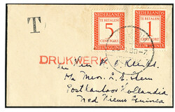 Ongefrankeerd couvert voor een visitekaartje (drukwerk) waarop 1 en 5 ...