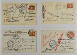 POSTHISTORIE, 4 prentbriefkaarten 1906-17 ontoereikend gefrankeerd ...