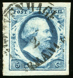 1a-Pl.I-15, breed tot zeer breed gerand pracht randstuk, afgestempeld ...