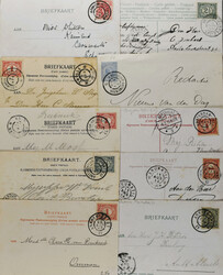 NEDERLAND GROOTRONDSTEMPELS op ca. 125 poststukken in wat gevarieerde ...
