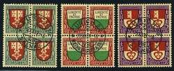 1919: Komplette Viererblock-Serie mit sauberen  Zentrumstempeln ...