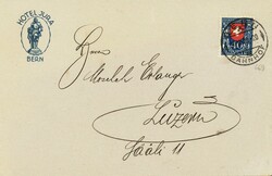 1922: 40 Rp. Schw. Wappen, Einzelfrankatur auf  Hotelcouvert, sauber ...