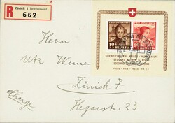PJ-Block 1941, auf R-Brief gestempelt TdB Zürich  7.XII.41 als ...