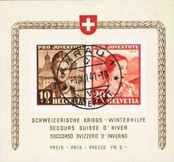 PJ-Block 1941, lose mit zentrischem ET-Stempel AARAU  1.XII.41, ...
