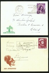 Lot mit 5 PJ Briefli, aus 1938-52, drei davon mit PJ  Frankatur, gute ...