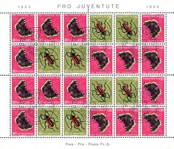 1953: PJ Kehrdruckbogen, sauber entwertet mit ET-  Stempel BERN 1.XII ...