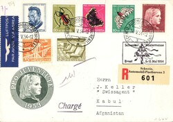 1954: PJ-Satzbrief 1953 mit 35 Rp. Zusatzfrankatur (Technik  u. ...