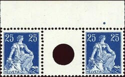 25+25 Rp. Helv. m. Schwert, im Zwischenstegpaar mit  grosser Lochung; ...