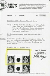 25+25 Rp. Helv. m. Schwert, im Zwischenstegpaar mit  grosser Lochung; ...