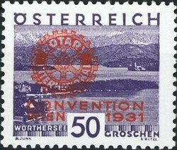 1931: Internationaler Rotary Kongress, Serie mit farbigen  Aufdrucken ...