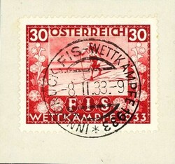 1933: FIS-Wettkämpfe Innsbruck, Serie auf Briefstücken,  sauber mit ...