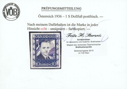 1936: 10 S. Dollfuss, sauber postfrisch und einwandfrei,  Befund ...