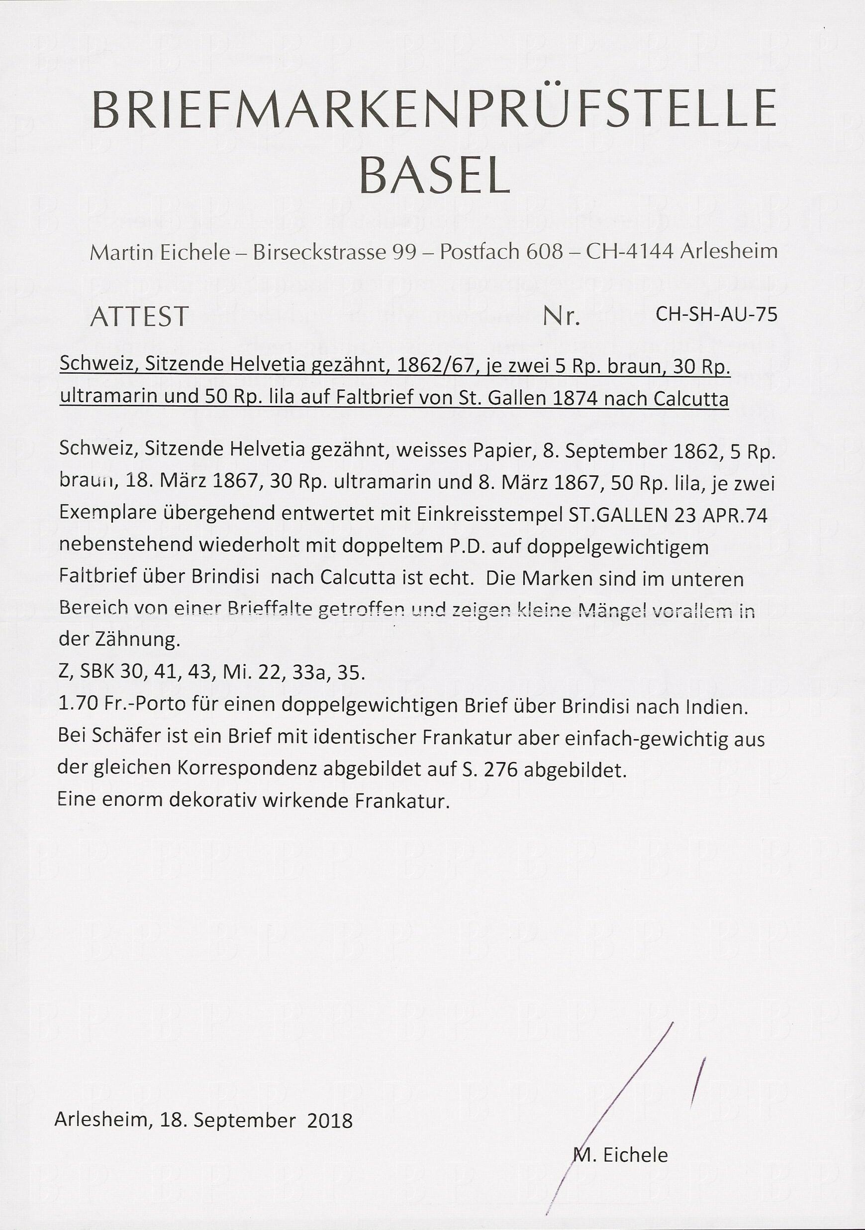 Image 1 for lot number 315 for Briefmarken Helvetia 52nd. Live Auction