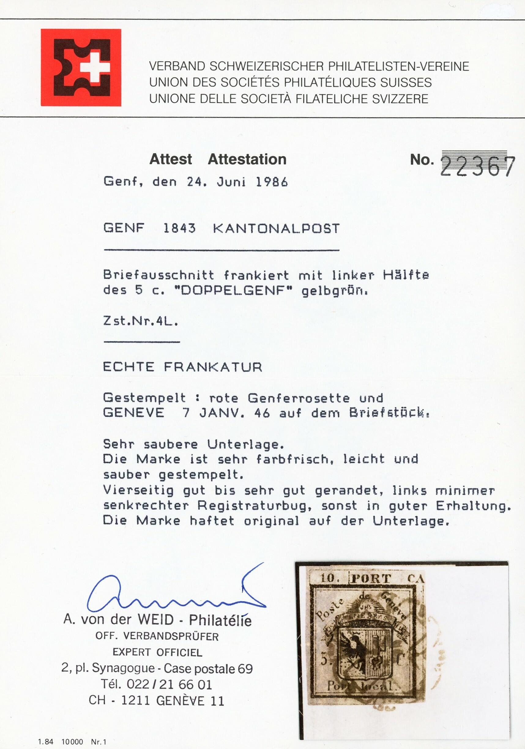 Image 2 for lot number 62 for Briefmarken Helvetia 52nd. Live Auction