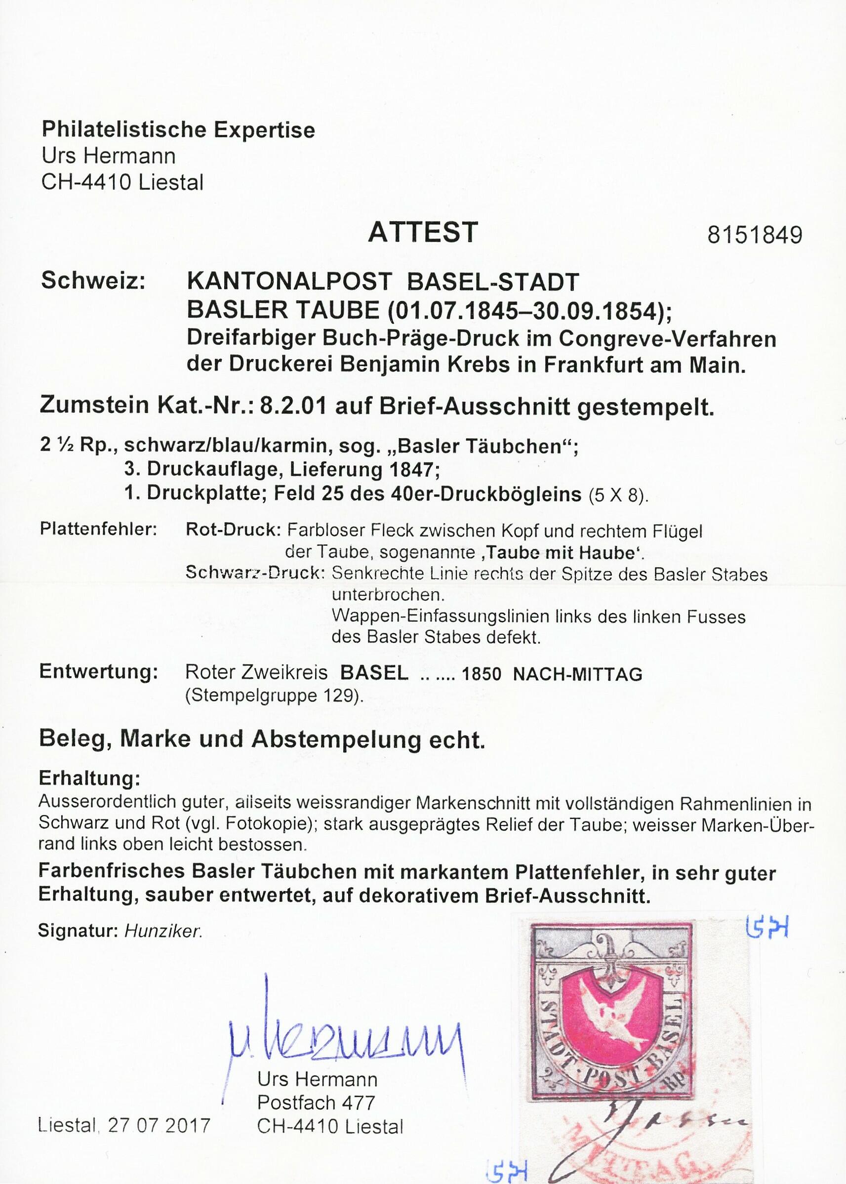 Image 1 for lot number 68 for Briefmarken Helvetia 52nd. Live Auction