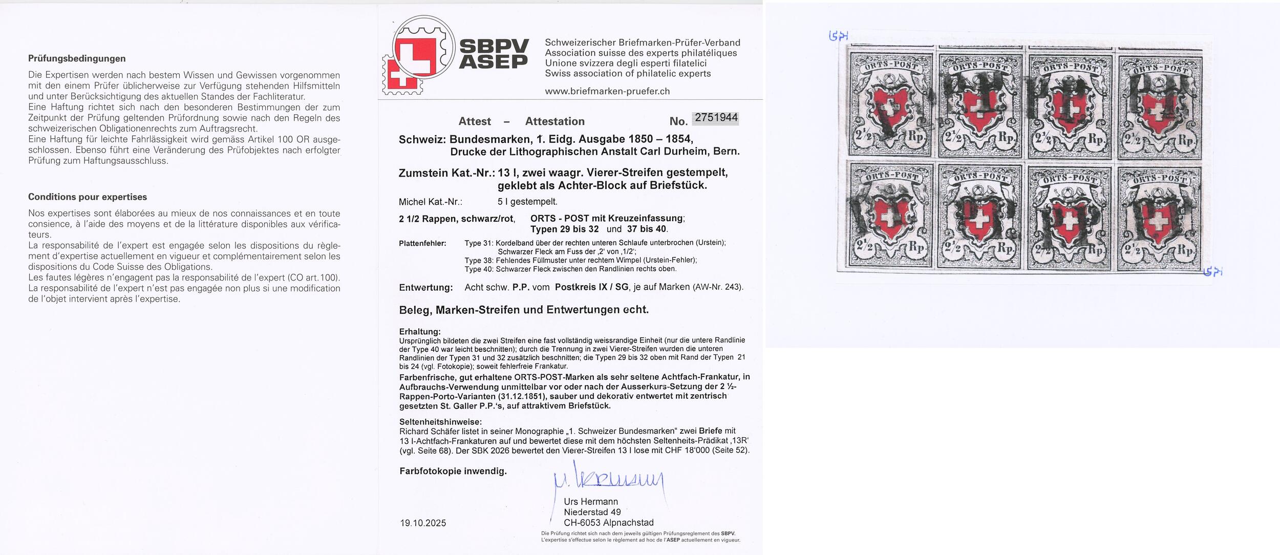 Image 1 for lot number 73 for Briefmarken Helvetia 52nd. Live Auction