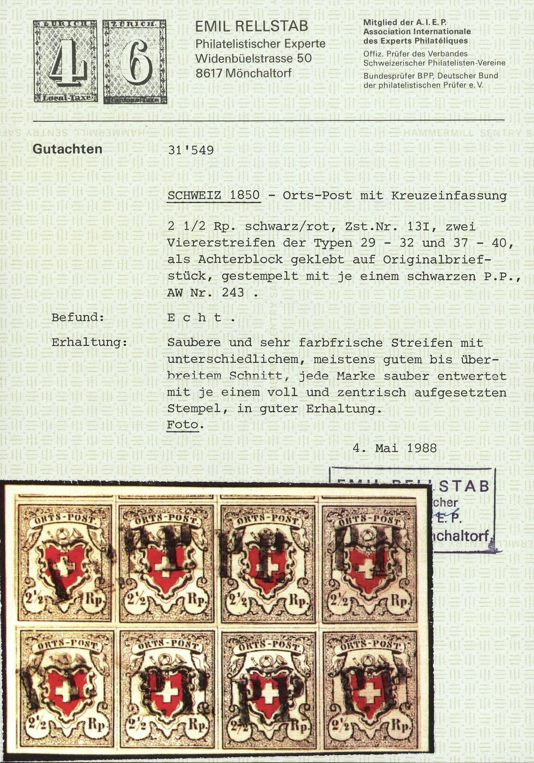 Image 2 for lot number 73 for Briefmarken Helvetia 52nd. Live Auction
