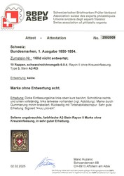 10 Rp. Rayon II chromgelb, Type 3, Stein A2/RO, ungebraucht; voll- ...