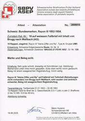 1852: 15 Rp. ziegelrot, kl. Ziffer, Type 4, UM II, dekorativ und ...