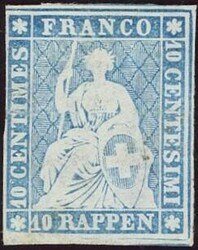 10 Rp. grauultramarin auf Seidenpapier, ungebraucht ohne Gummi; ...