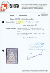 10 Rp. grauultramarin auf Seidenpapier, ungebraucht ohne Gummi; ...