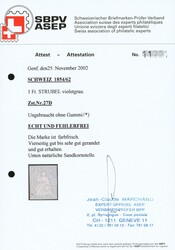 1 Fr. violettgrau, ungebraucht o. Gummi, voll- bis überrandig, unten ...