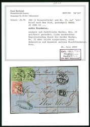 Juni 1863: 40 Rp. Strubeli, 2x auf Brief mit sitz. Helv. 30 Rp. ...