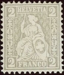 1862: 2 Rp. grau, sauber postfrisch, sehr gut zentriert und gezähnt; ...