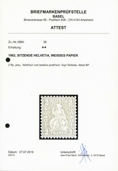 1862: 2 Rp. grau, sauber postfrisch, sehr gut zentriert und gezähnt; ...