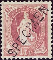 1882: 1 Fr. lila, ohne Gummierung, mit diagonalem Aufdruck ...