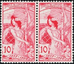 1900: UPU 10 Rp. anilinrosa, 3. Platte, im Paar; ...