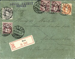 März 1893: Buntfrankatur 40 Rp. grau und 20 Rp. orange steh. ...