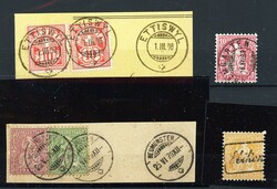 Sitzende Helvetia ab 1862 auf 3 Steckkarten: einmal gestempelt, eine ...