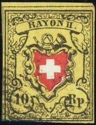 Rayon II gelb, Type 8, B/RU auf Kartonpapier; gut gerandet mit ...