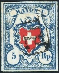 Rayon I, hellblau, Type 10, Stein B2/LU mit Plattenfehler 11, dazu ...