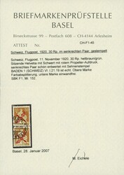 1919-20: 30 und 50 Rp. mit rotem Propeller-Aufdruck, beide im ...