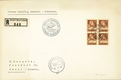 Okt. 1938: 1. Postflug ZH-Stockholm-ZH, Geschäfts-R-Brief mit ...