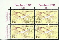 Pro Aero 1949: 1.50 im Eckrand-Viererblock gestempl. 28.IV.49; Kat: ...