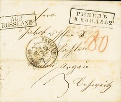 1852: Faltbrief von Reval (heute Tallinn) nach Wohlen, links AUS ...