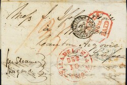 1854: Faltbrief von Philadelphia (Gr. roter PHILADELPHIA PAID) und ...