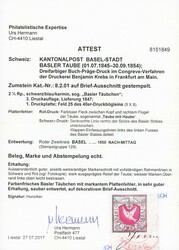 Basel 1845: 2½ Rp. Basler Taube auf Brief-Ausschnitt, Bogenfeld 25 ...